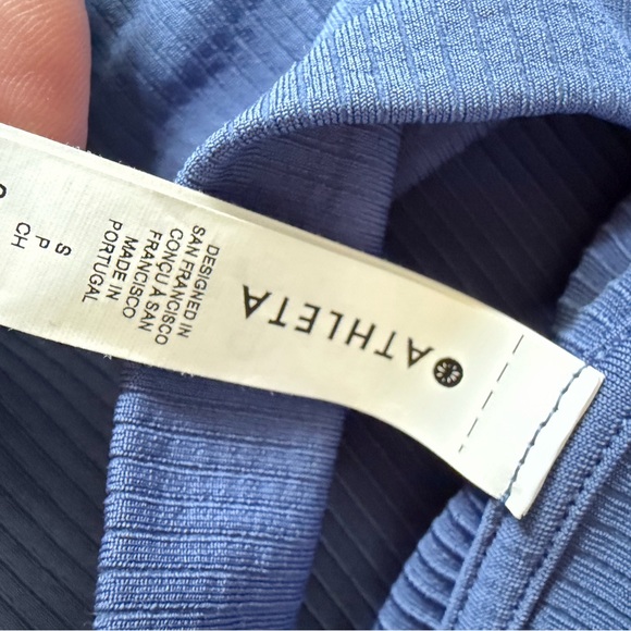 Athleta Blue Ribbed Long Sleeve Top - Picture 3 of 4